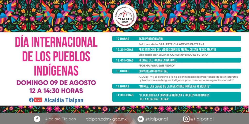 Alcaldía Tlalpan celebra en línea el Día Internacional de los Pueblos Indígenas