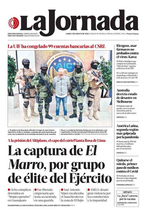 Destacan periódicos aprehensión de El Marro; otros casi lo ignoran