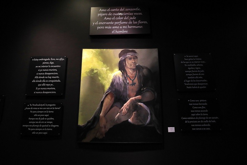 Exhibe centro cultural mexiquense bicentenario pintura “Nezahualcóyotl”, autoría de Leopoldo Flores