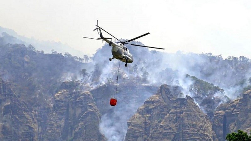 Presenta 90% de control incendio forestal en el Tepozteco, en Morelos