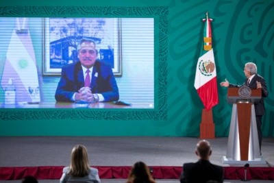 Conversan Presidentes López Obrador y Alberto Fernández durante conferencia mañanera