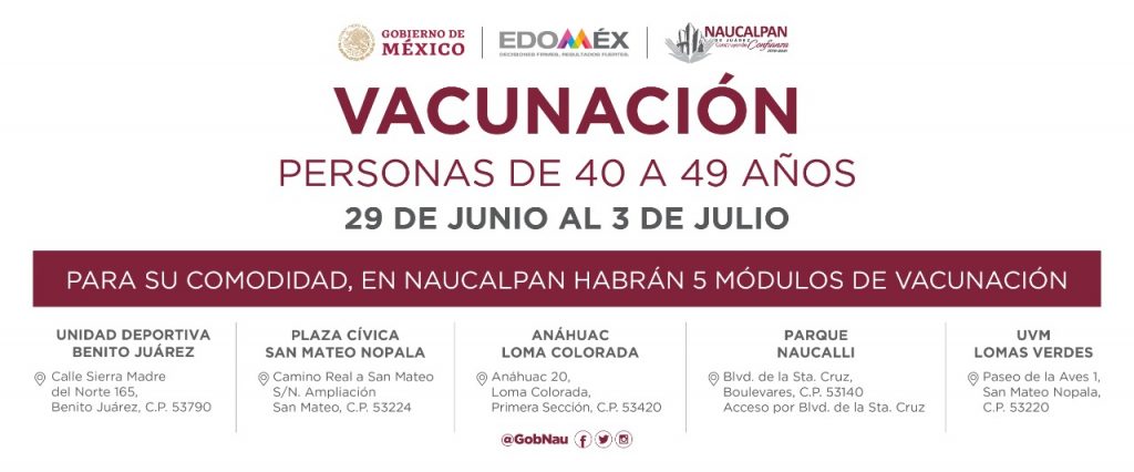 Próximo martes 29 de junio inicia vacuna para personas de 40 a 49 años
