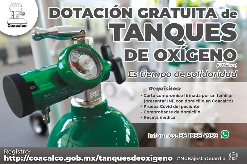 Mantiene Gobierno de Coacalco el préstamo de tanques de oxigeno