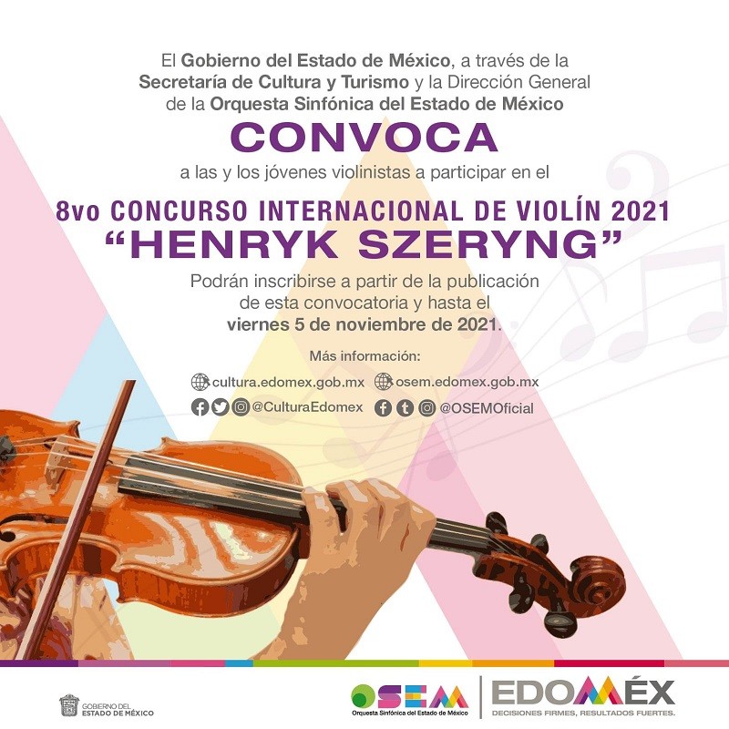 Convoca OSEM al Concurso Internacional de Violín 2021 “Henry Szeryng”