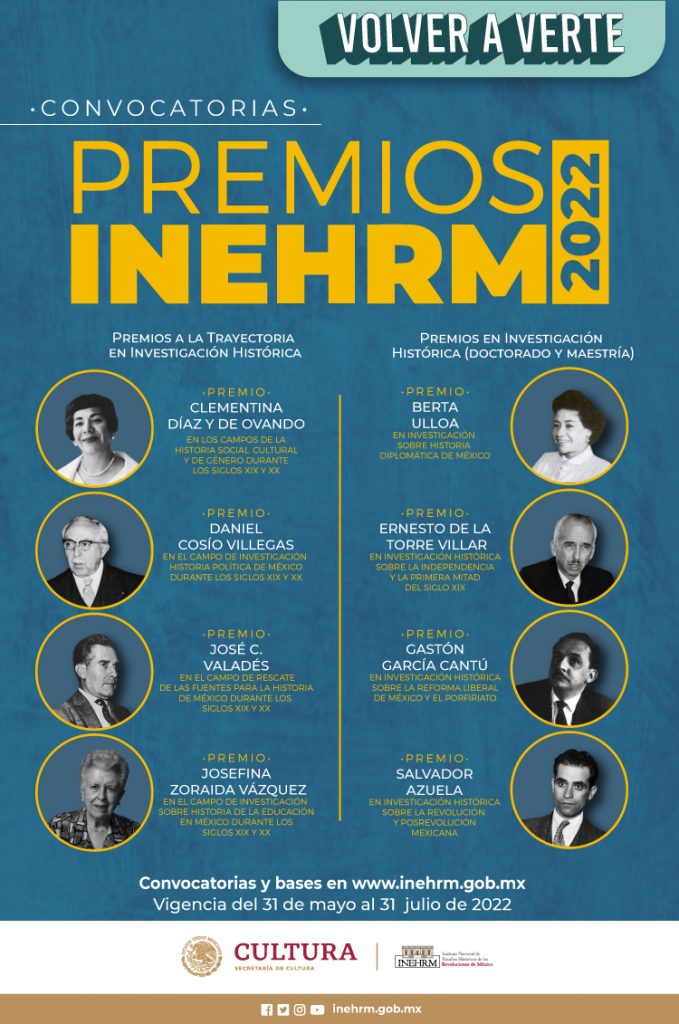 El Inehrm abre la convocatoria a los Premios 2022 de Trayectoria en Investigación Histórica y de Tesis de grado