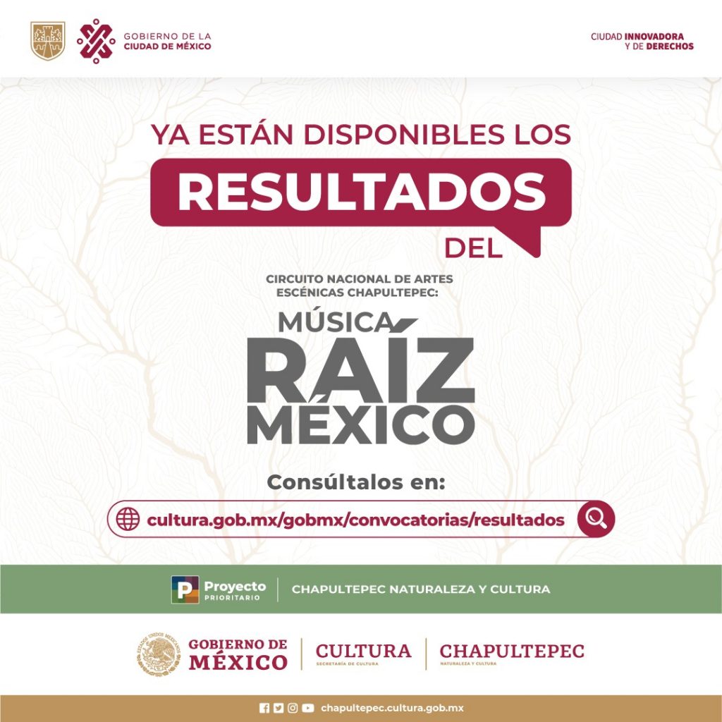 Se publican los resultados de las convocatorias Circuito Nacional de Artes Escénicas Chapultepec: Música Raíz México