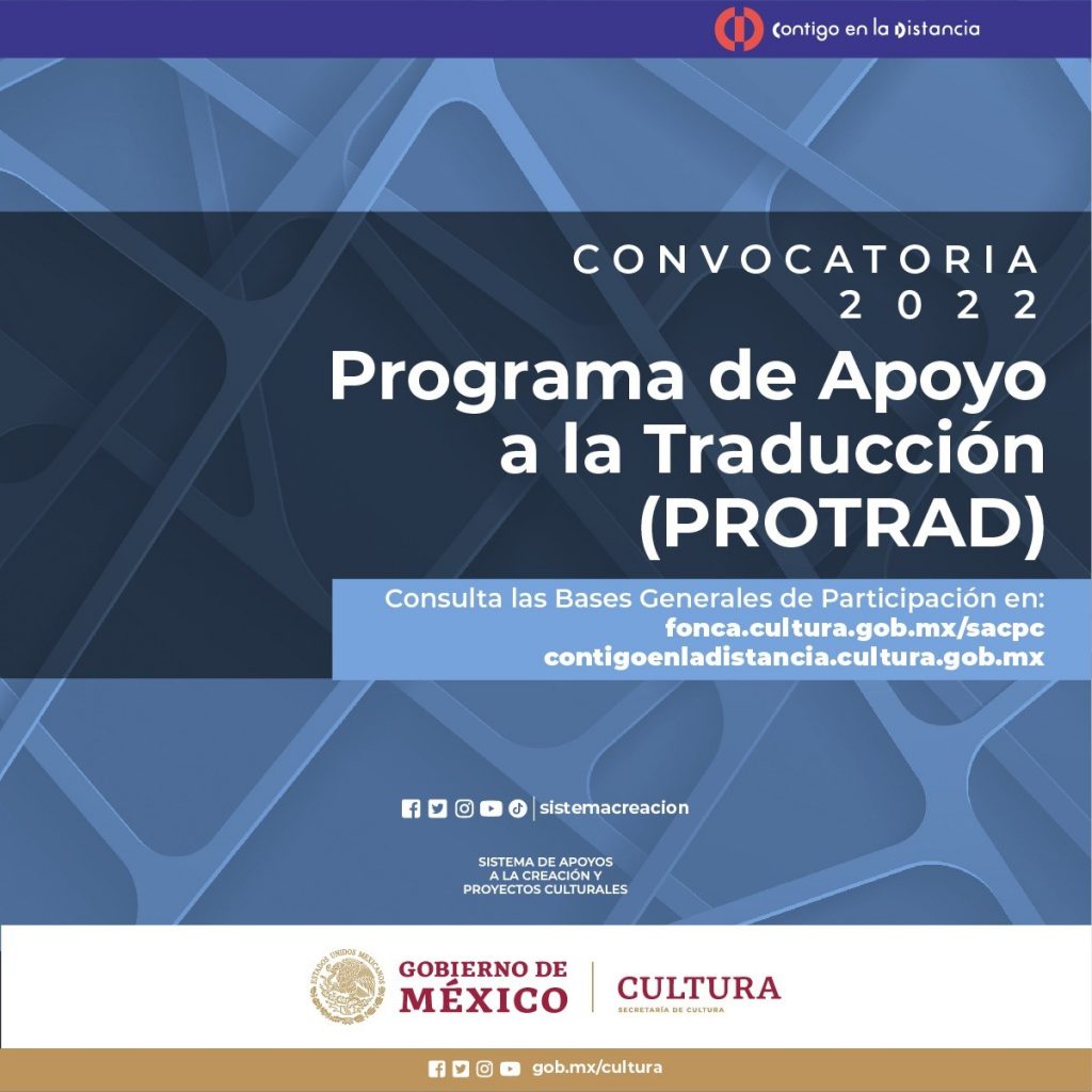 El Sistema de Apoyos a la Creación y Proyectos Culturales publica la convocatoria del Programa de Apoyo a la Traducción  2022