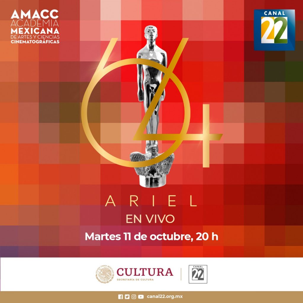 Canal 22 transmitirá en vivo la ceremonia de entrega del Premio Ariel 2022