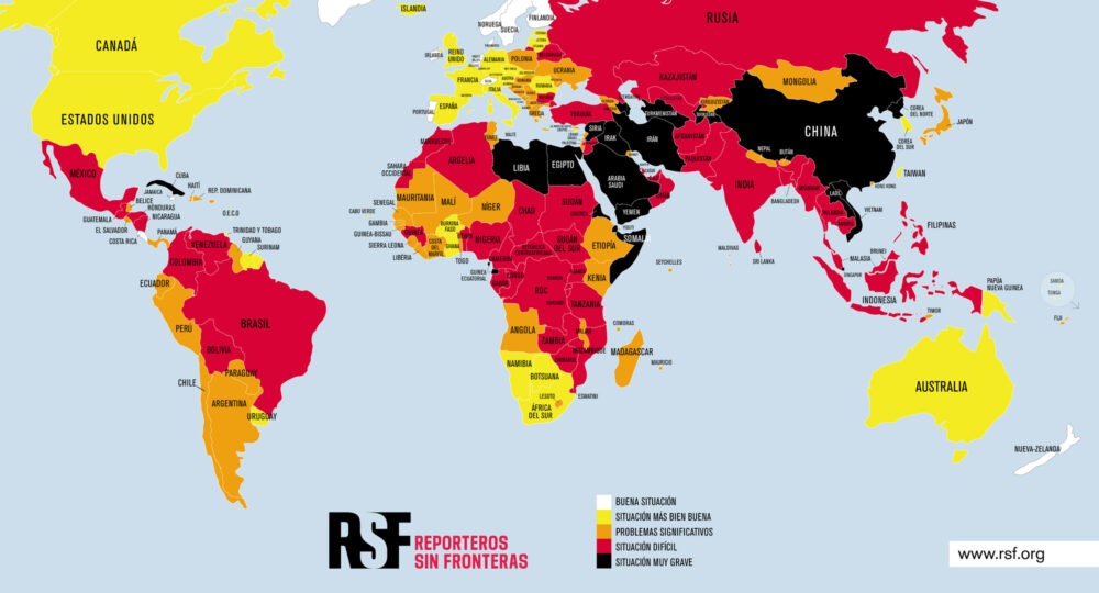 México cae un punto en la Clasificación Mundial de Libertad de Prensa:RSF