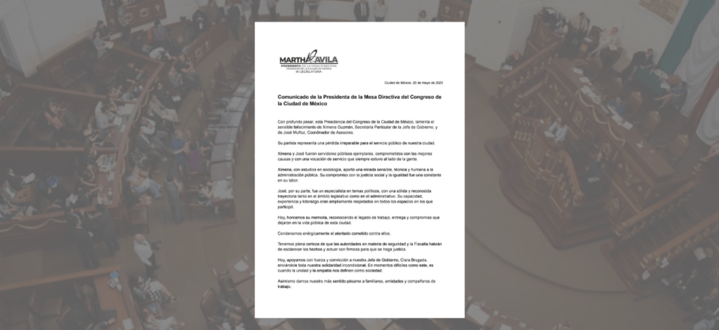 Comunicado de la Presidenta de la Mesa Directiva del Congreso de la Ciudad de México