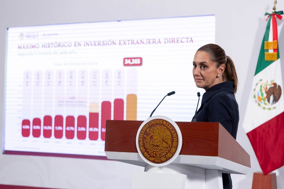 Sheinbaum celebra crecimiento histórico de inversión extranjera
