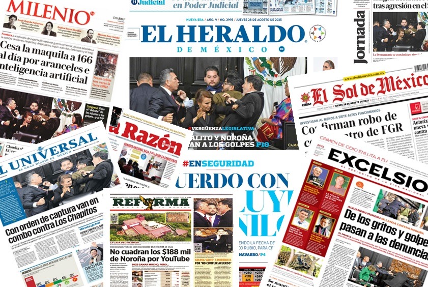 Diarios restan importancia a la agresión del priista Alejandro Moreno, y publican “el enfrentamiento a golpes”