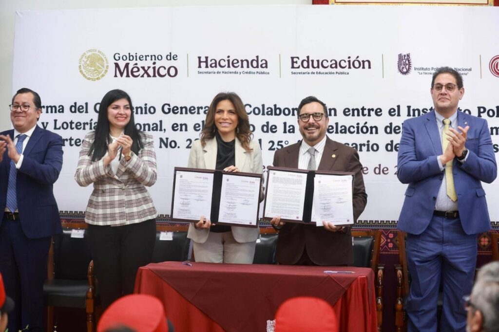 Firman Convenio IPN y Lotería Nacional; develan billete para conmemorar Archivo Histórico politécnico