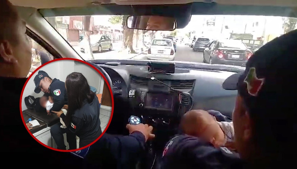 Policías de Ecatepec salvan a bebé con riesgo de asfixia