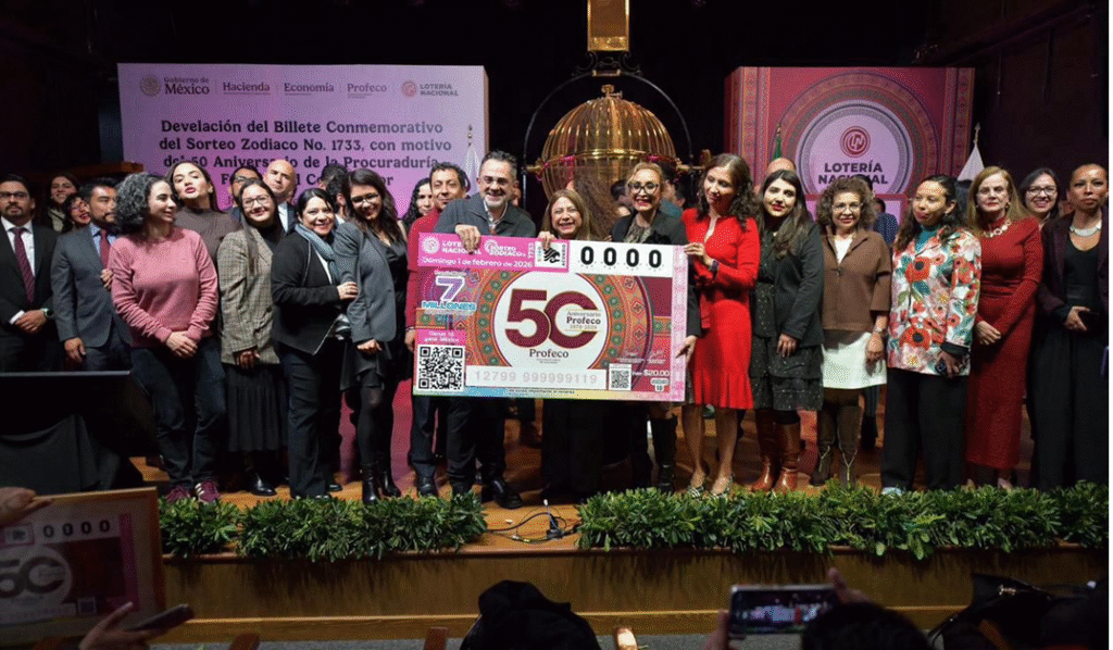 Con billete conmemorativo, Lotería Nacional destaca cinco décadas del trabajo de la Profeco